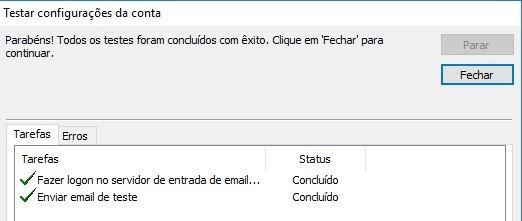 configurando no outlook teste