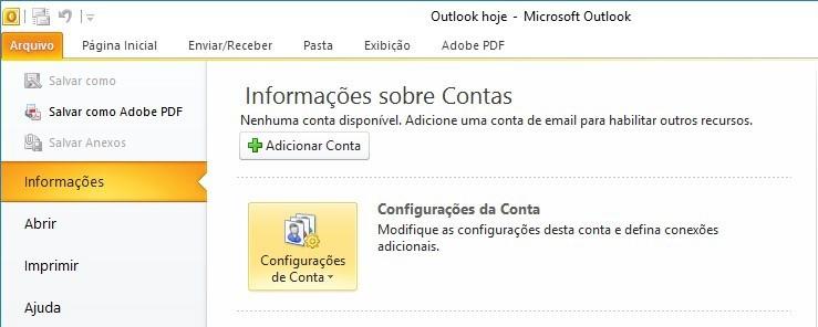 configurando no outlook