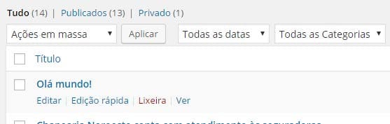 excluindo o post lista